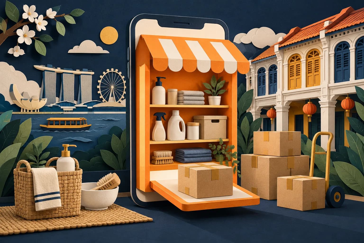 Launching a Singapore marketplace store with products ready to ship.