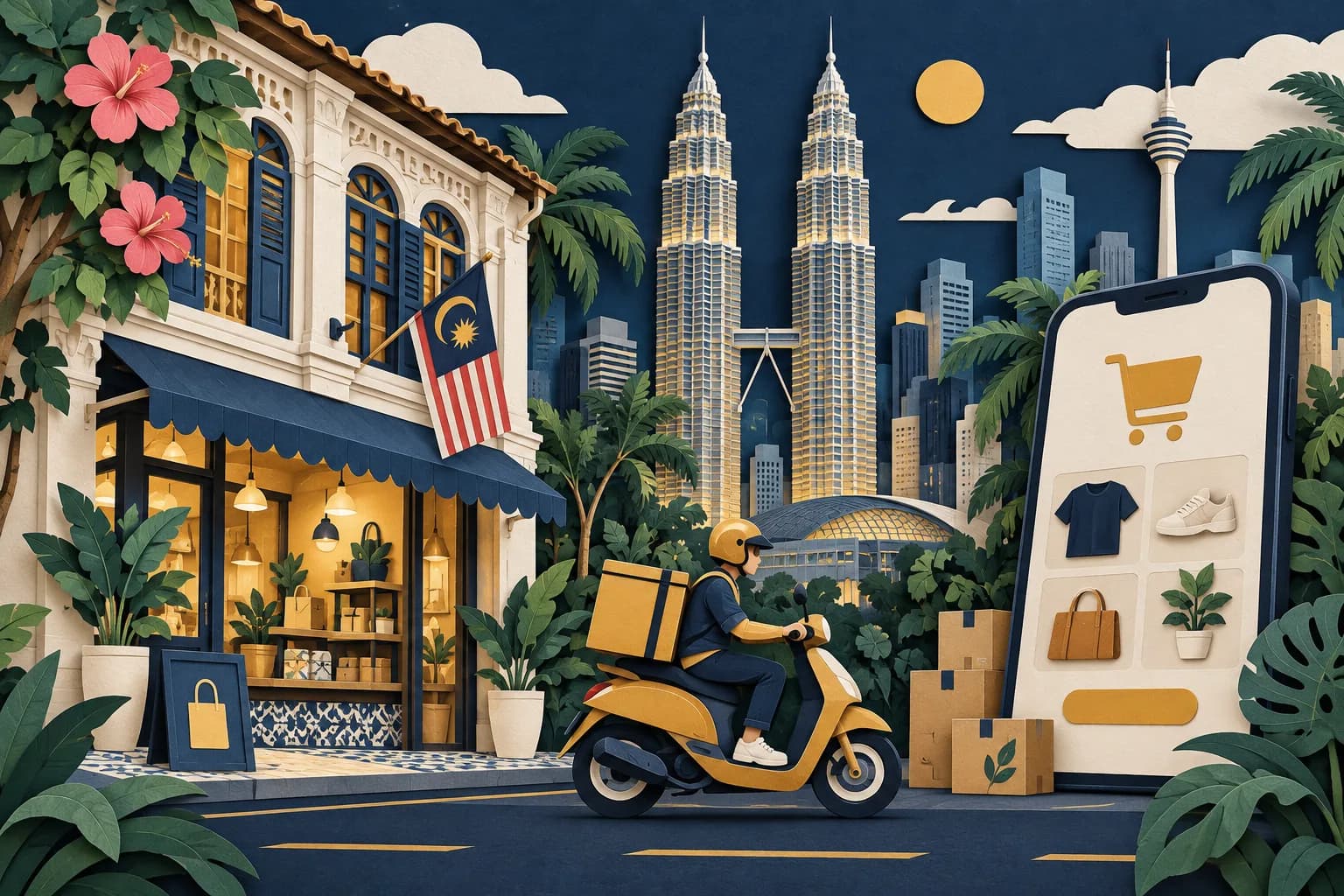 Online shopping and local fulfilment in Malaysia.